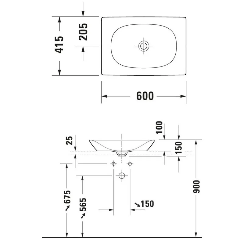 Duravit 235860 Viu Overcounter Ceramic Basin