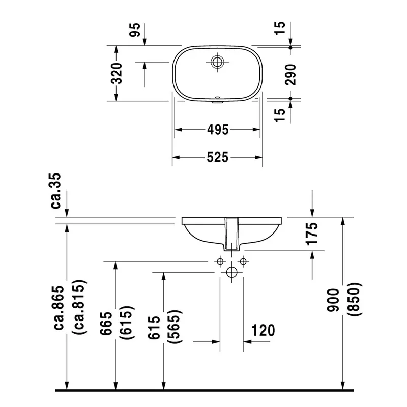 Duravit D-Code 033849 Under-Counter Wash Basin
