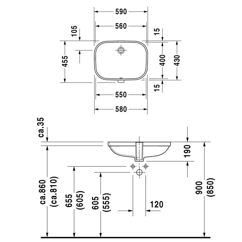 Duravit D-Code 033856 Under-Counter Wash Basin
