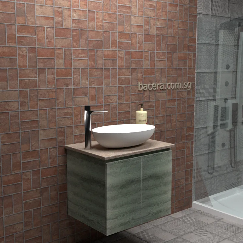 DUSCHE PVC Grey Linear Basin Cabinet 2006103GL with Marble White Surface Top (optional Mirror Cabinet or Mirror)