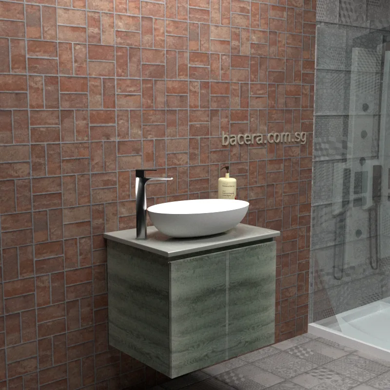 DUSCHE PVC Grey Linear Basin Cabinet 2006103GL with White Surface Top (optional Mirror Cabinet or Mirror)