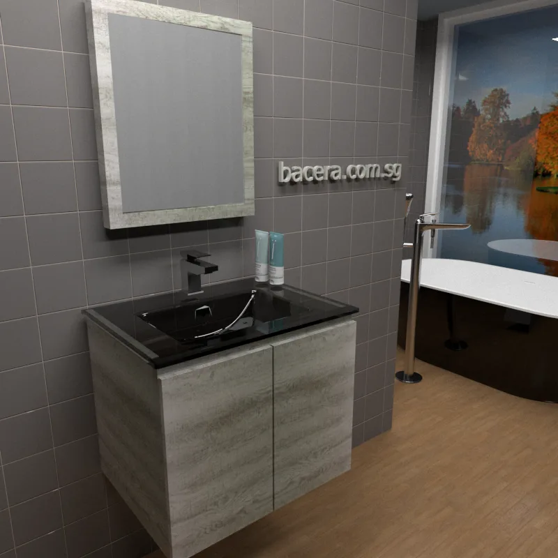 DUSCHE PVC Grey Linear Basin Cabinet 2006103GL with Insert Basin 1003102MB (optional Mirror Cabinet or Mirror)
