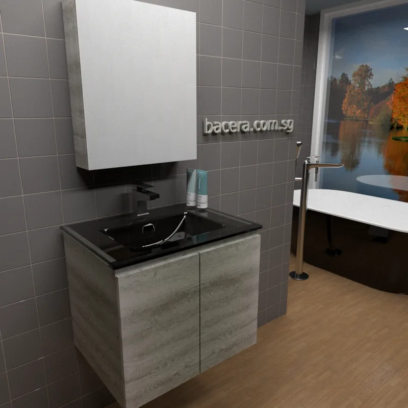 DUSCHE PVC Grey Linear Basin Cabinet 2006103GL with Insert Basin 1003102MB (optional Mirror Cabinet or Mirror)