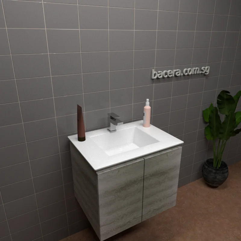 DUSCHE PVC Grey Linear Basin Cabinet 2006103GL with Insert Basin 1003104 (optional Mirror Cabinet or Mirror)