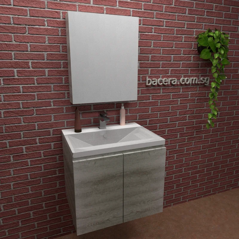 DUSCHE PVC Grey Linear Basin Cabinet 2006103GL with Insert Basin 1003107 (optional Mirror Cabinet or Mirror)