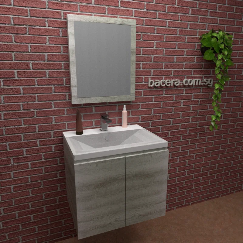DUSCHE PVC Grey Linear Basin Cabinet 2006103GL with Insert Basin 1003107 (optional Mirror Cabinet or Mirror)