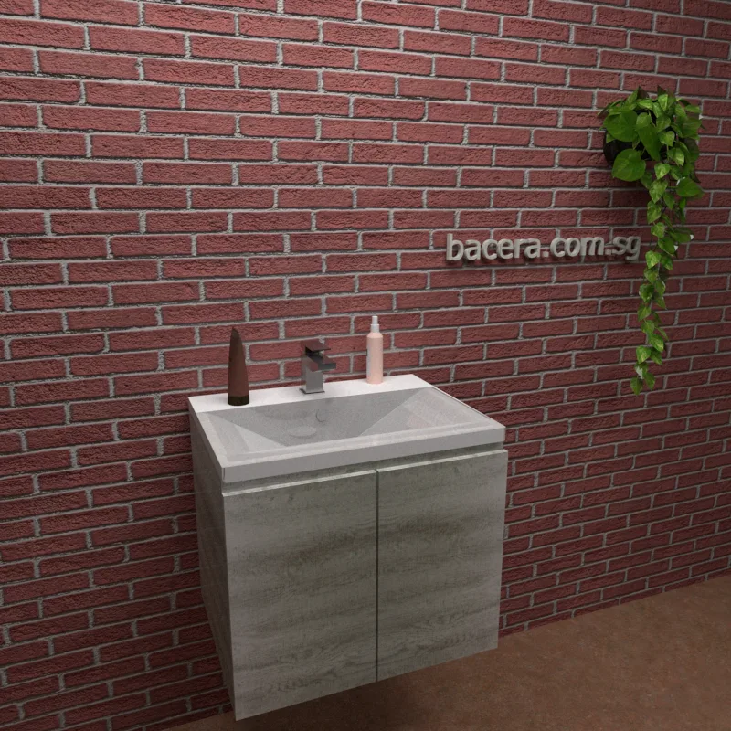 DUSCHE PVC Grey Linear Basin Cabinet 2006103GL with Insert Basin 1003107 (optional Mirror Cabinet or Mirror)