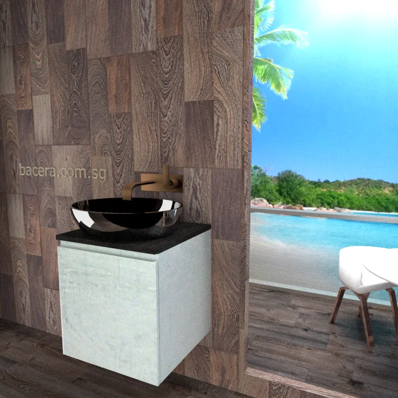 DUSCHE 2005103WW PVC Basin Cabinet Wood White with Black Quartz Top (optional Mirror Cabinet or Mirror)