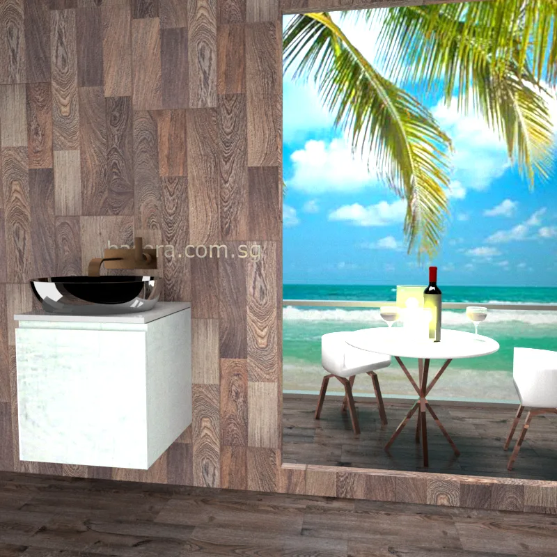 DUSCHE 2005103WW PVC Basin Cabinet Wood White with White Solid Surface Top (optional Mirror Cabinet or Mirror)