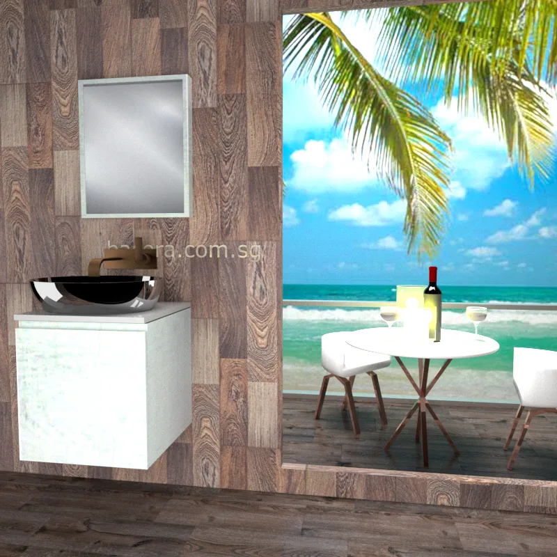 DUSCHE 2005103WW PVC Basin Cabinet Wood White with White Solid Surface Top (optional Mirror Cabinet or Mirror)