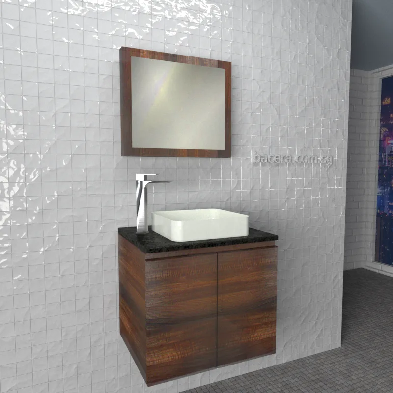 DUSCHE 2006103BW PVC Basin Cabinet Black Walnut with Black Quartz Top