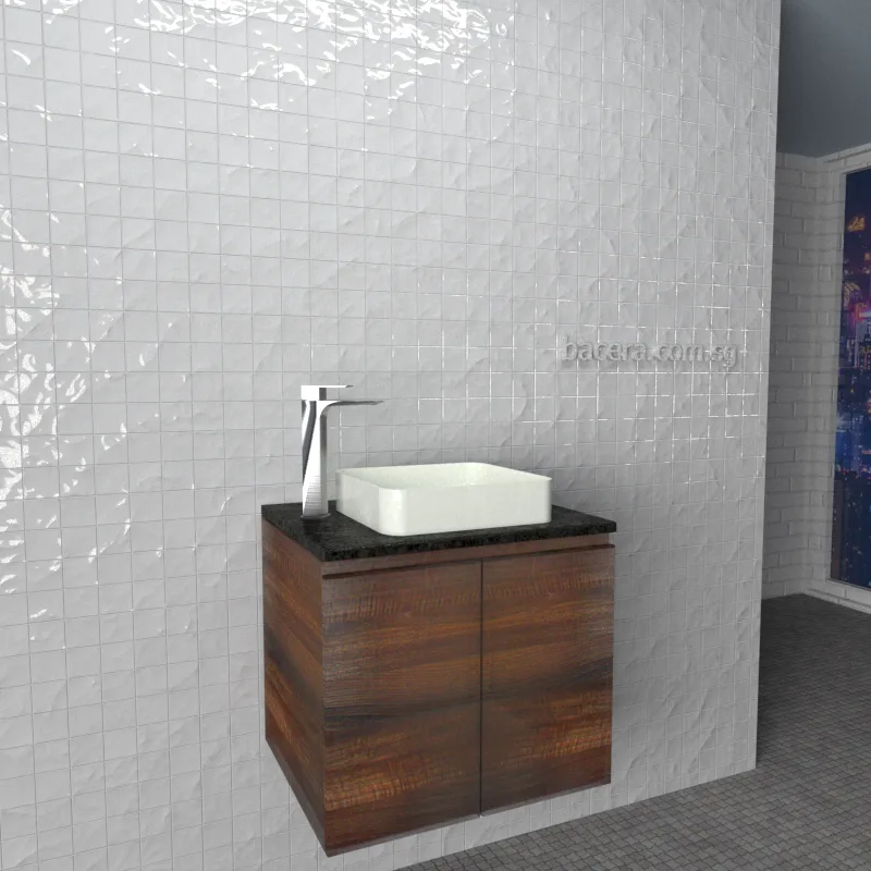 DUSCHE 2006103BW PVC Basin Cabinet Black Walnut with Black Quartz Top