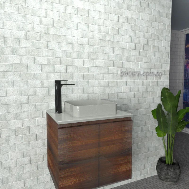 DUSCHE 2006103BW PVC Basin Cabinet Black Walnut with White Solid Surface Top