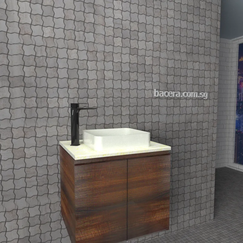 DUSCHE 2006103BW PVC Basin Cabinet Black Walnut with White Marble Top
