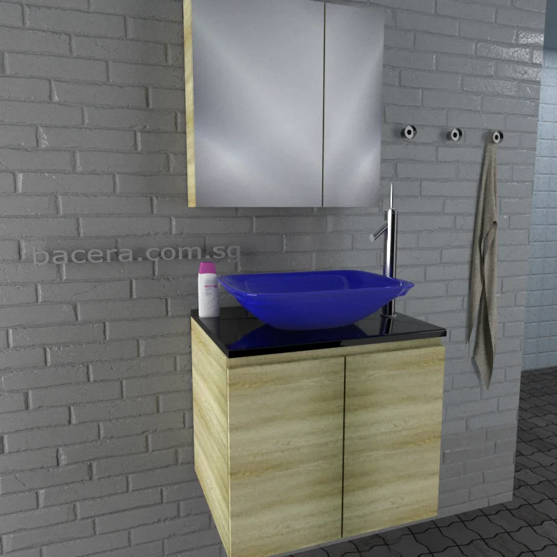 DUSCHE 2006103GA PVC Basin Cabinet Grey Astree with Black Quartz Top