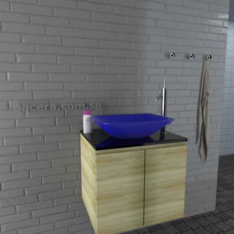 DUSCHE 2006103GA PVC Basin Cabinet Grey Astree with Black Quartz Top