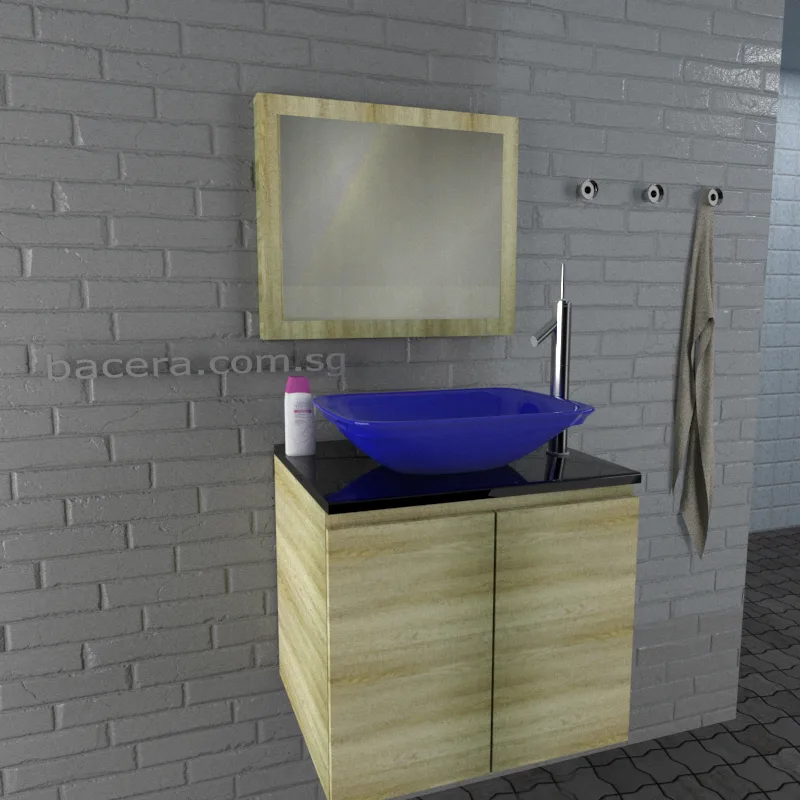 DUSCHE 2006103GA PVC Basin Cabinet Grey Astree with Black Quartz Top