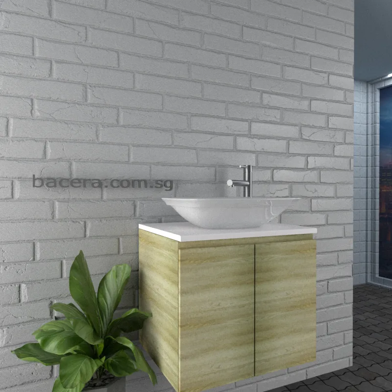 DUSCHE 2006103GA PVC Basin Cabinet Grey Astree with Marble White Top