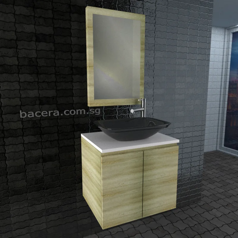 DUSCHE 2006103GA PVC Basin Cabinet Grey Astree with White Solid Surface Top