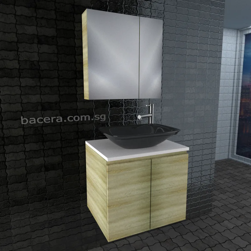 DUSCHE 2006103GA PVC Basin Cabinet Grey Astree with White Solid Surface Top