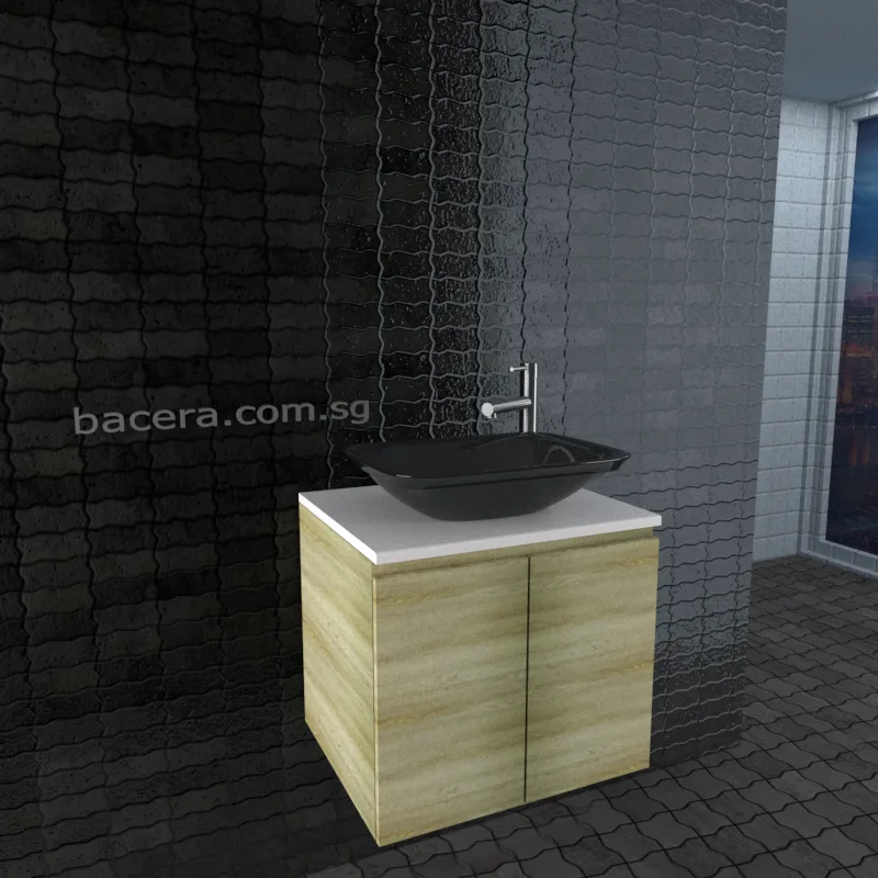 DUSCHE 2006103GA PVC Basin Cabinet Grey Astree with White Solid Surface Top
