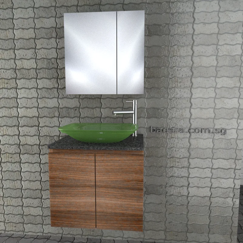 DUSCHE 2006103GB PVC Basin Cabinet Grey Brownish with Black Quartz Top