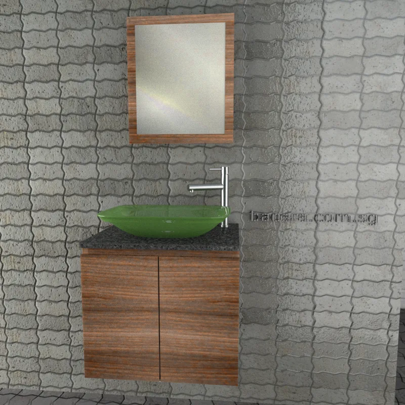 DUSCHE 2006103GB PVC Basin Cabinet Grey Brownish with Black Quartz Top