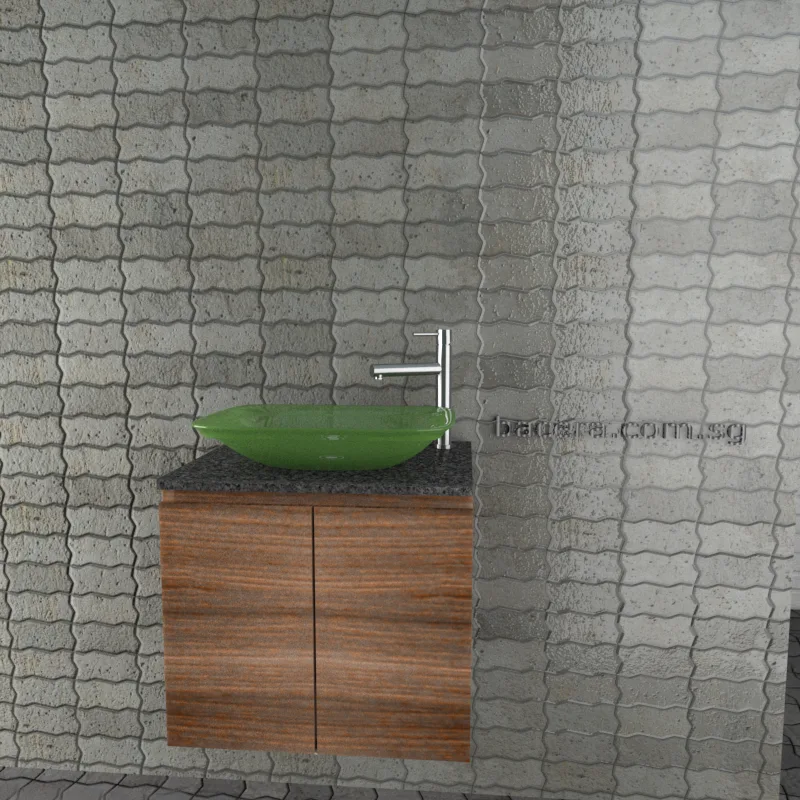 DUSCHE 2006103GB PVC Basin Cabinet Grey Brownish with Black Quartz Top