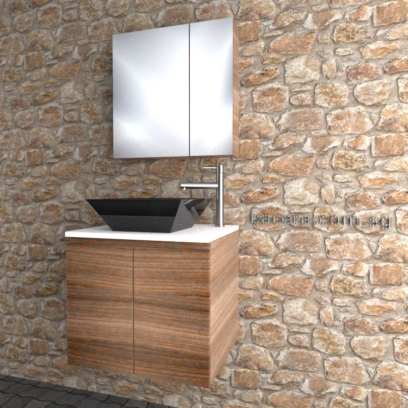 DUSCHE 2006103GB PVC Basin Cabinet Grey Brownish with Marble White Top