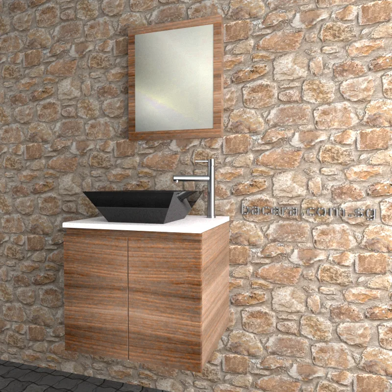 DUSCHE 2006103GB PVC Basin Cabinet Grey Brownish with Marble White Top