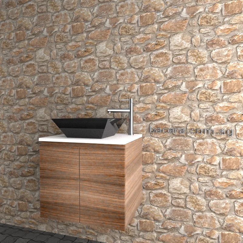 DUSCHE 2006103GB PVC Basin Cabinet Grey Brownish with Marble White Top