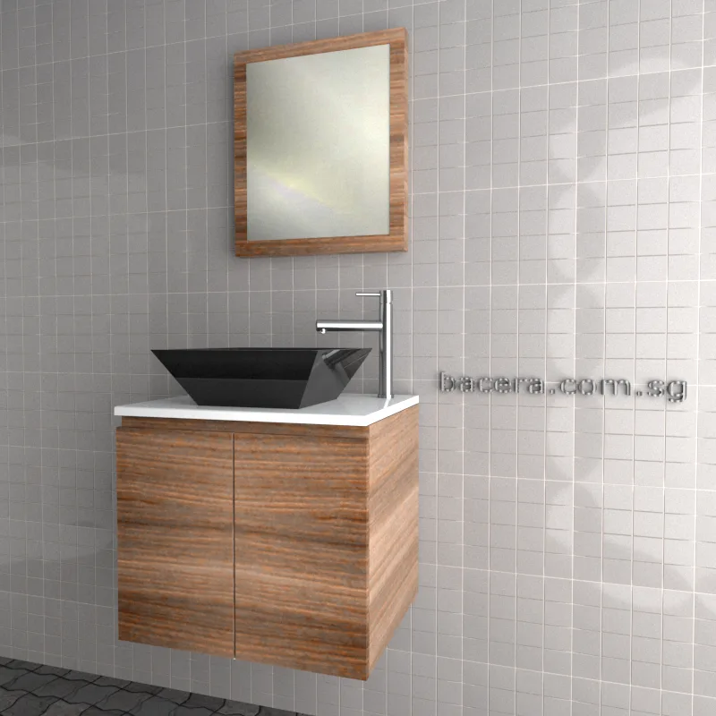 DUSCHE 2006103GB PVC Basin Cabinet Grey Brownish with White Solid Surface Top