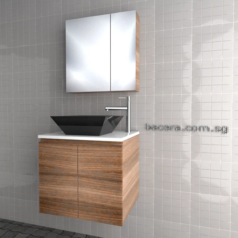 DUSCHE 2006103GB PVC Basin Cabinet Grey Brownish with White Solid Surface Top