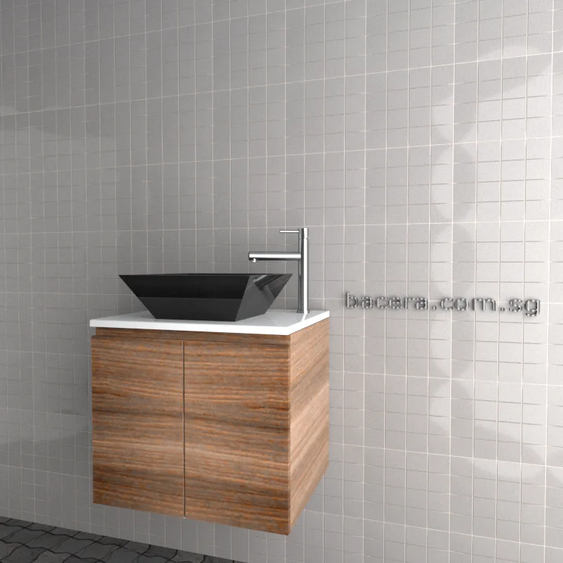 DUSCHE 2006103GB PVC Basin Cabinet Grey Brownish with White Solid Surface Top