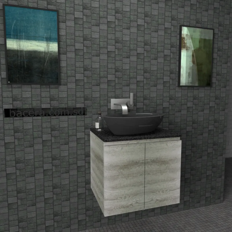 DUSCHE 2006103GL PVC Basin Cabinet, Grey Liner with Black Quartz Top