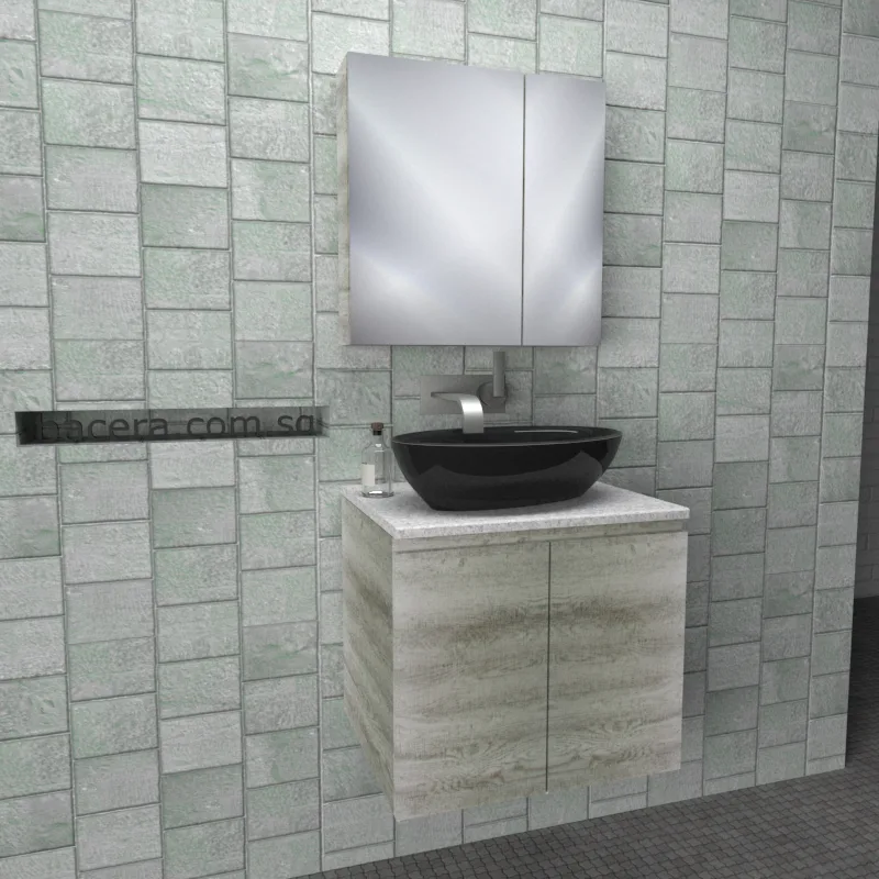 DUSCHE 2006103GL PVC Basin Cabinet, Grey Liner with Black Quartz Top