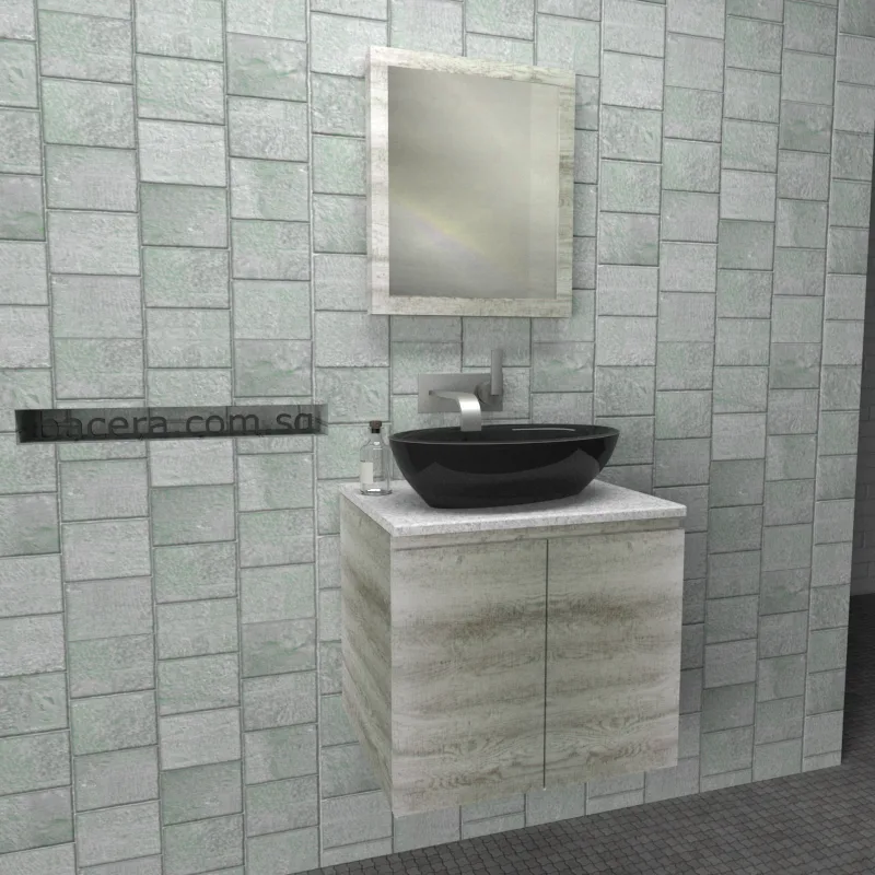 DUSCHE 2006103GL PVC Basin Cabinet Grey Liner with Marble White Top (optional Mirror Cabinet or Mirror)