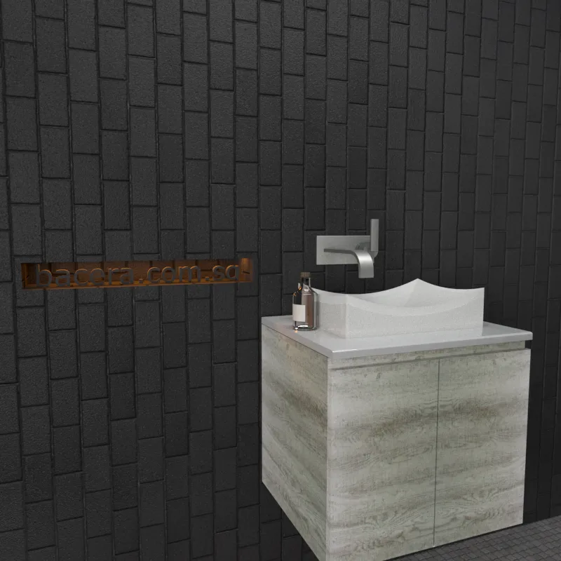 DUSCHE 2006103GL PVC Basin Cabinet Grey Liner with White Solid Surface Top (optional Mirror Cabinet or Mirror)