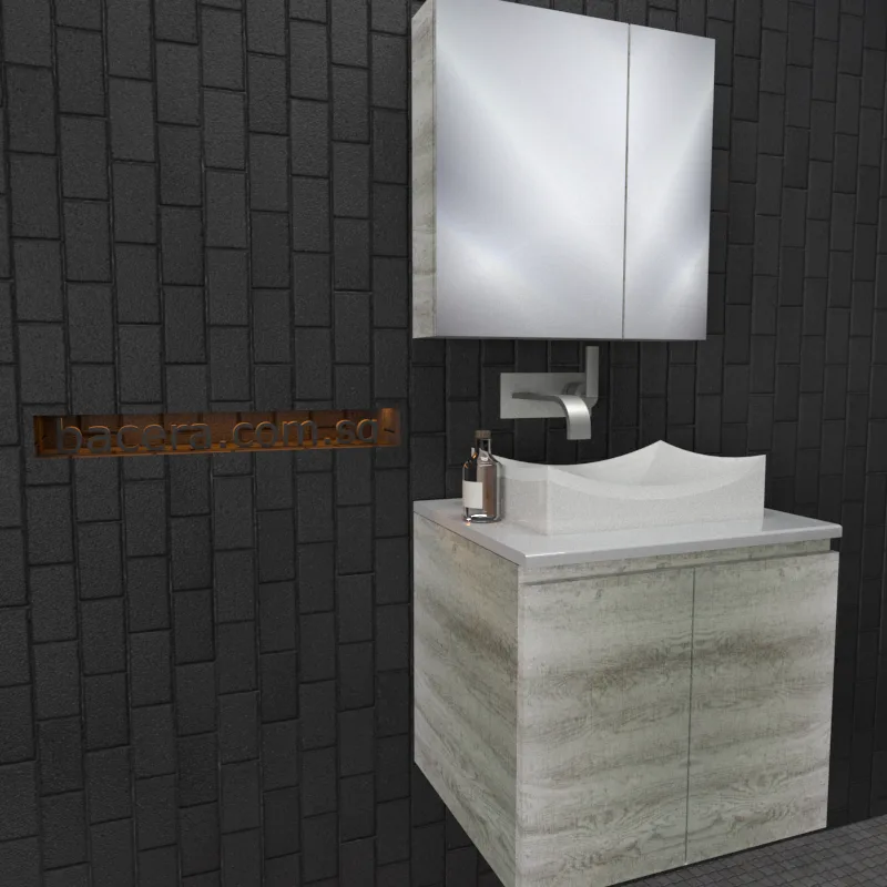 DUSCHE 2006103GL PVC Basin Cabinet Grey Liner with White Solid Surface Top (optional Mirror Cabinet or Mirror)