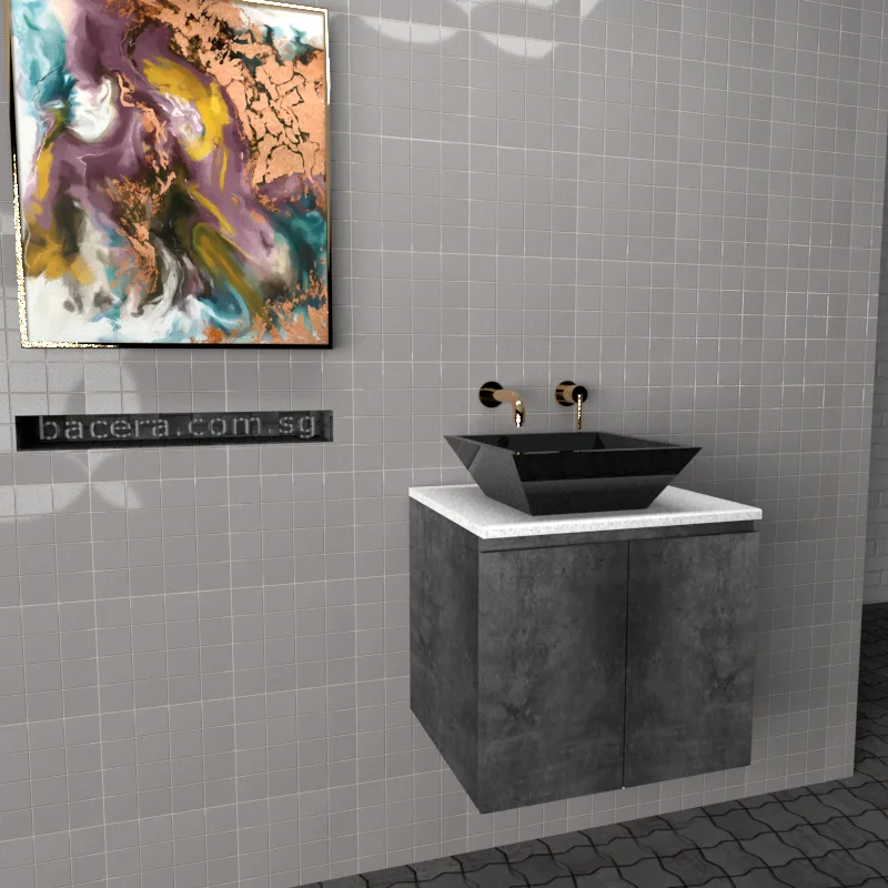 DUSCHE 2006103MG PVC Basin Cabinet Marble Grey with Marble White Top