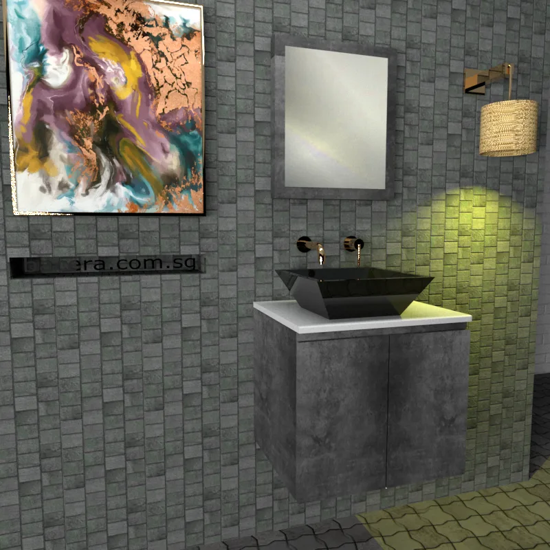 DUSCHE 2006103MG PVC Basin Cabinet Marble Grey with White Solid Surface Top