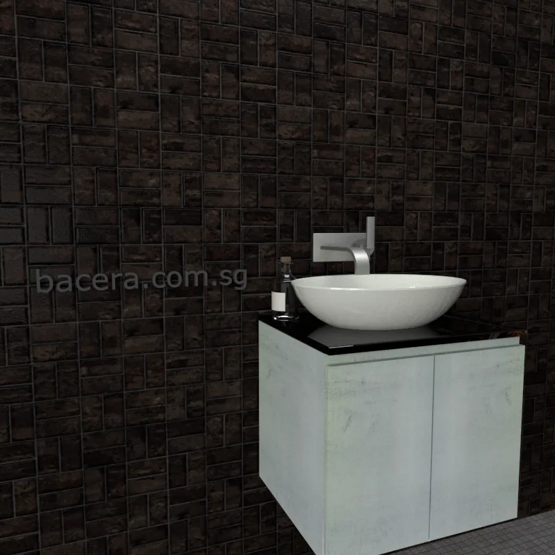 DUSCHE 2006103WW PVC Basin Cabinet Wood White with Black Quartz Top