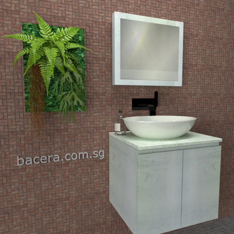DUSCHE 2006103WW PVC Basin Cabinet Wood White with Marble White Top