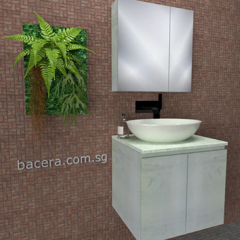 DUSCHE 2006103WW PVC Basin Cabinet Wood White with Marble White Top