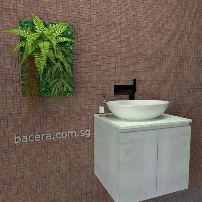 DUSCHE 2006103WW PVC Basin Cabinet Wood White with Marble White Top