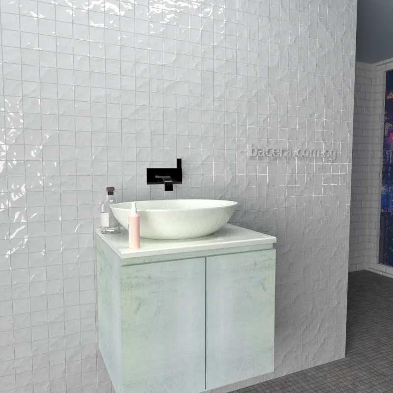 DUSCHE 2006103WW PVC Basin Cabinet Wood White with White Solid Surface Top