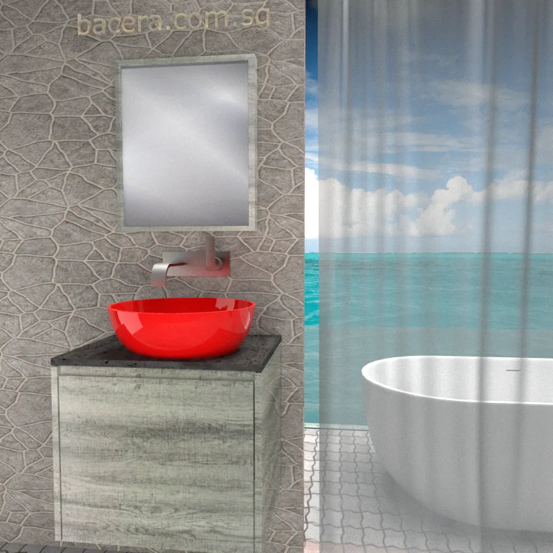 DUSCHE 2006203GL PVC Basin Cabinet with Drawer, Grey Liner with Black Quartz Top