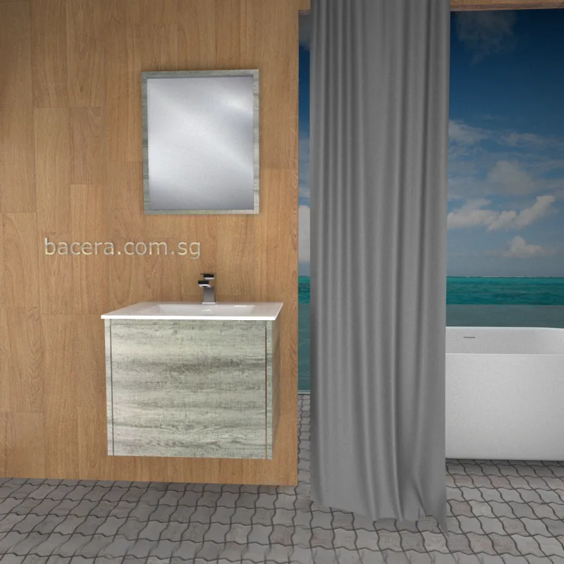 DUSCHE 2006203GL PVC Basin Cabinet with Drawer, Grey Liner with Insert Basin