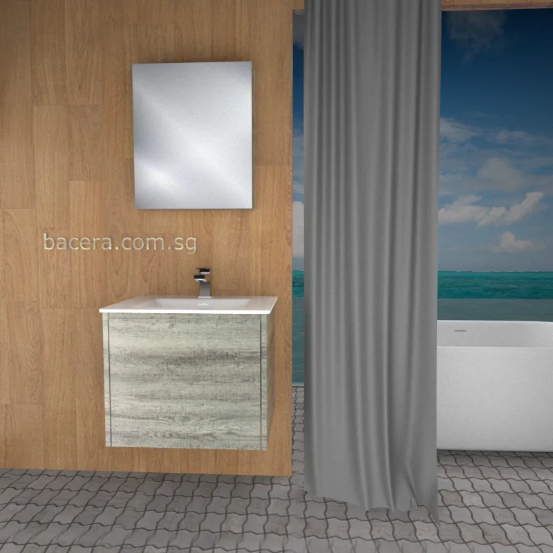 DUSCHE 2006203GL PVC Basin Cabinet with Drawer, Grey Liner with Insert Basin