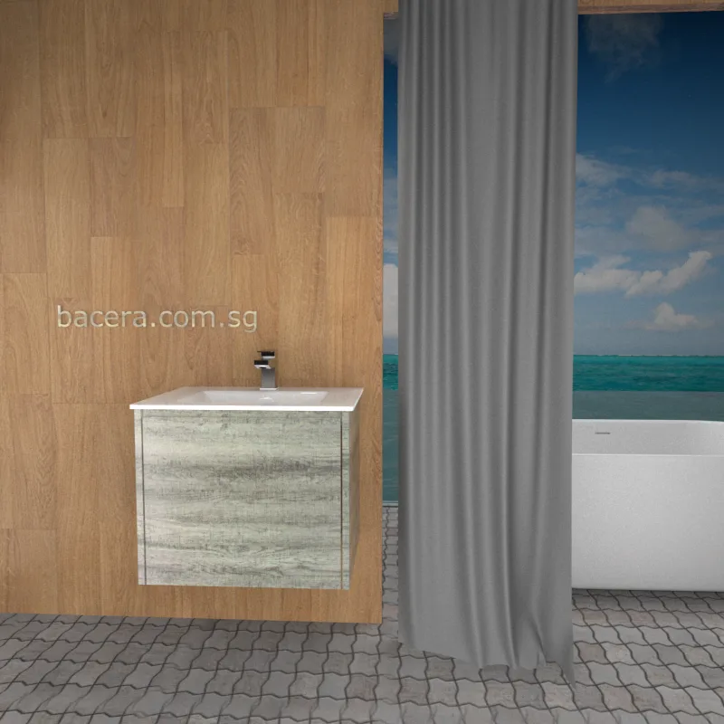 DUSCHE 2006203GL PVC Basin Cabinet with Drawer, Grey Liner with Insert Basin